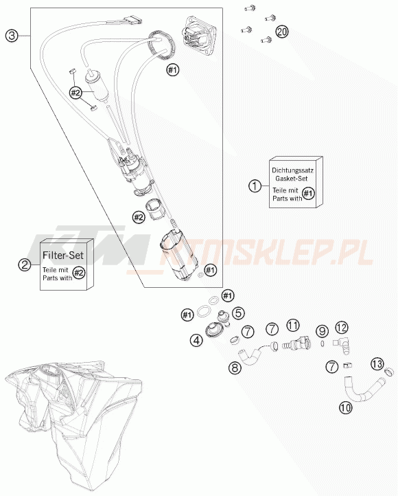 Schemat "pompa paliwa" do KTM 250 XCF-W
