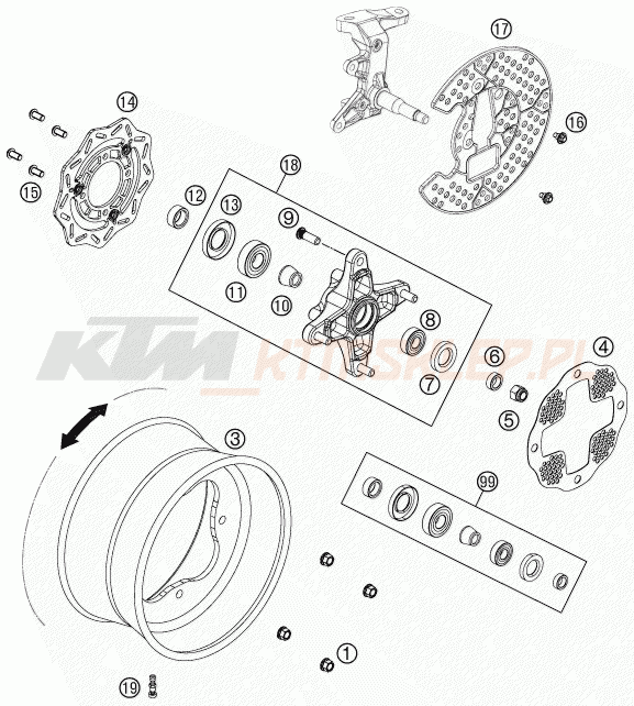 Schemat "koło przód" do KTM 525 XC ATV