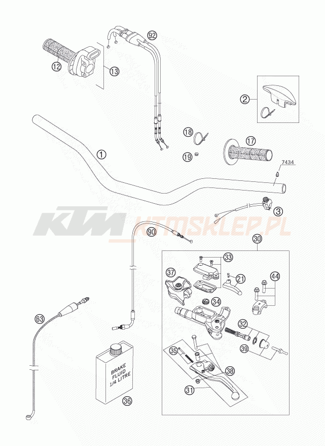 Schemat "kierownica i osprzęt" do KTM 250 SX-F