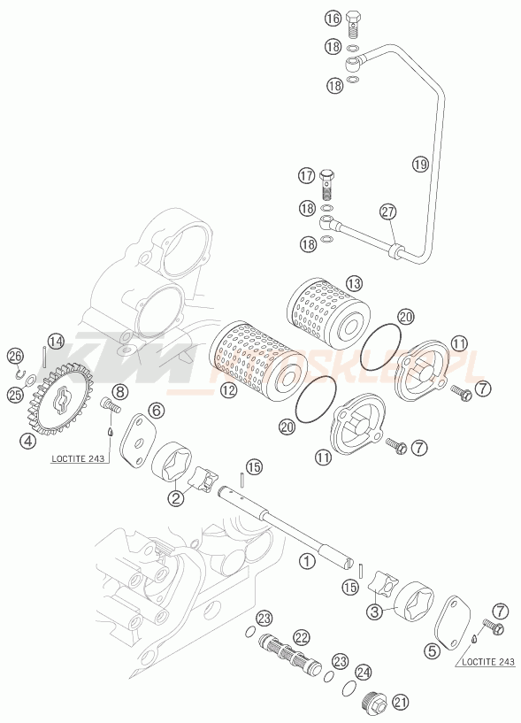 Schemat "smarowanie silnika" do KTM 525 XC