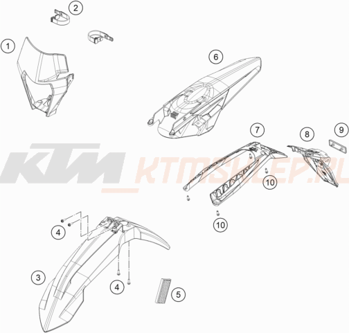 Schemat "czasza, błotniki" do KTM 150 EXC