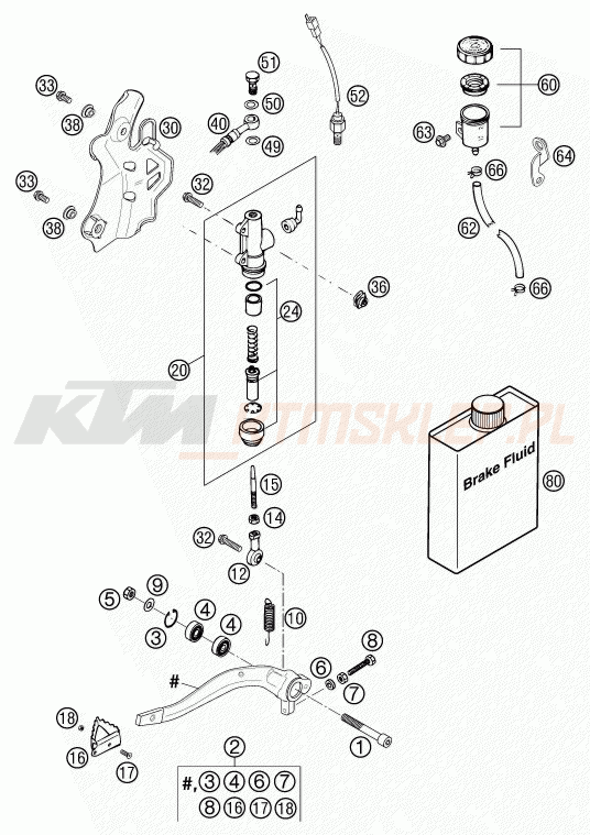 Schemat "tył hamulec - pompa" do KTM 520 EXC RACING