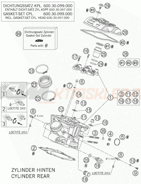 Schemat "głowica tył" do KTM 950 ADVENTURE S