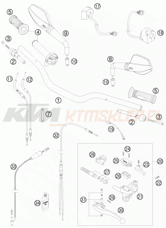 Schemat "kierownica i osprzęt" do KTM 950 SUPERMOTO R