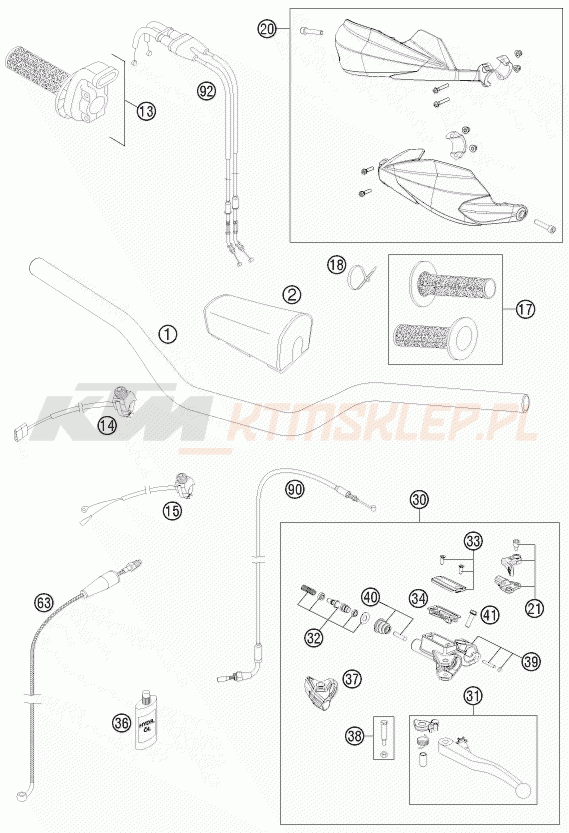 Schemat "kierownica i osprzęt" do KTM 450 SMR