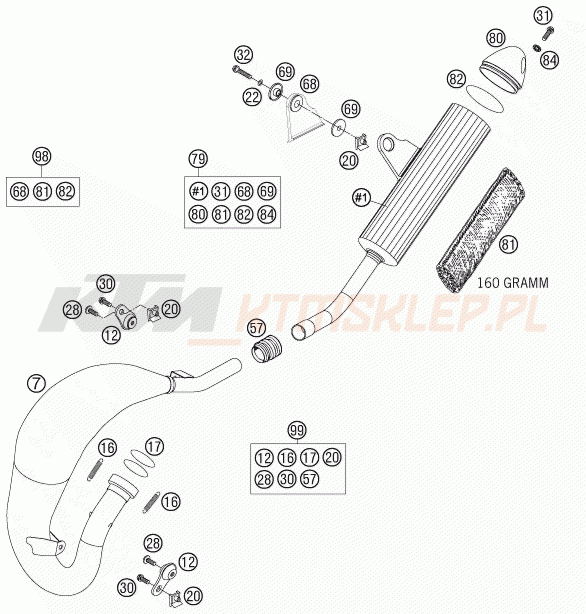Schemat "układ wydechowy" do KTM 85 SX 17/14
