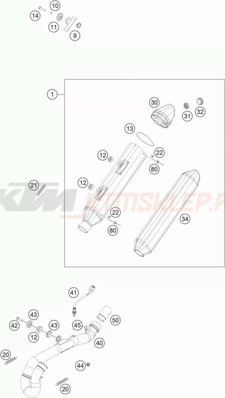 Schemat "układ wydechowy" do KTM 500 EXC-F Six Days