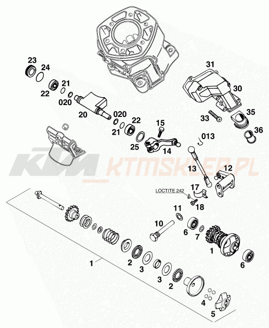 Schemat "zawór wydechowy" do KTM 125 EXC M/Ö