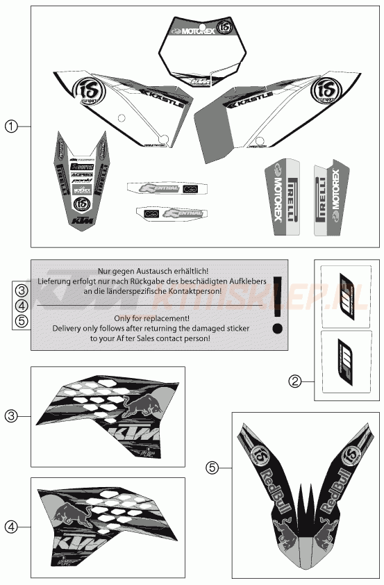 Schemat "naklejki" do KTM 250 SX-F FACT.REPL.MUSQ. ED