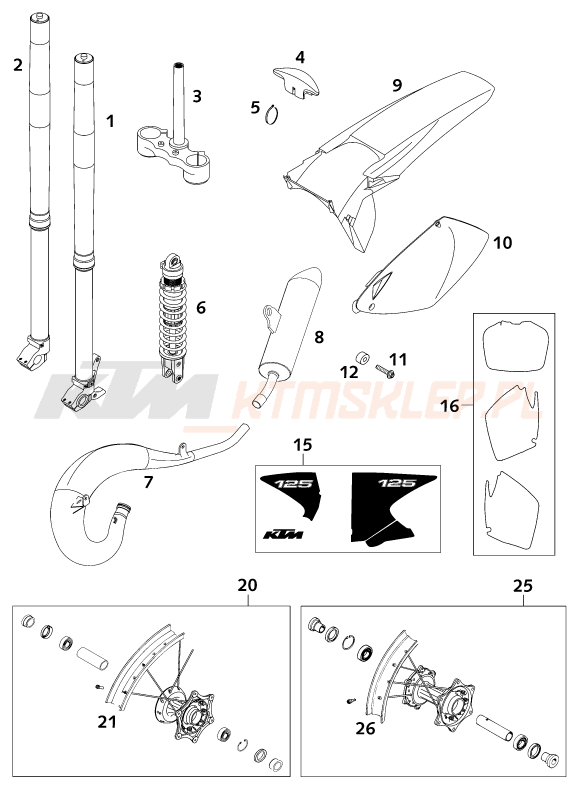 Schemat "NEW PARTS" do KTM 125 SXS