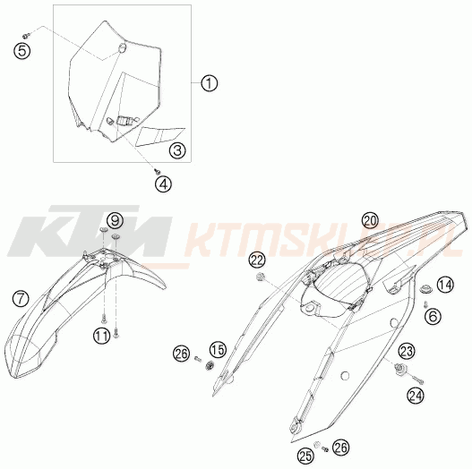 Schemat "czasza, błotniki" do KTM 144 SX