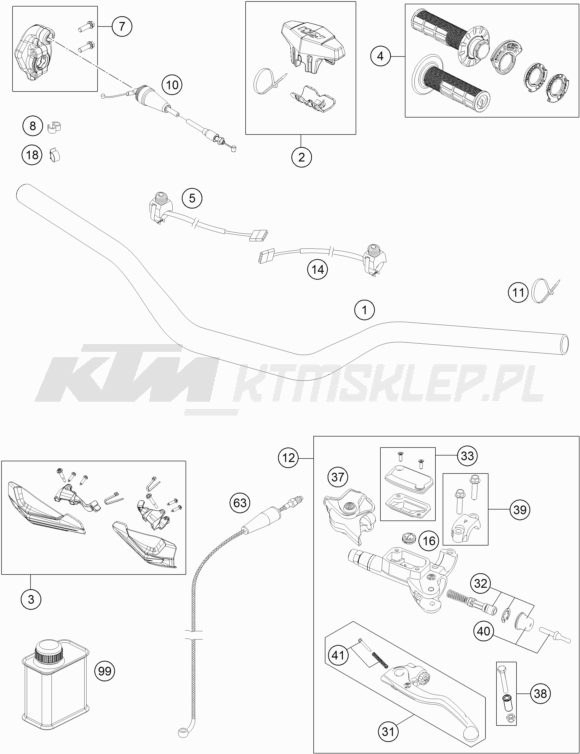 Schemat "kierownica i osprzęt" do KTM 300 XC-W