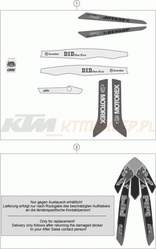 Schemat "naklejki" do KTM 250 SX-F FACTORY
