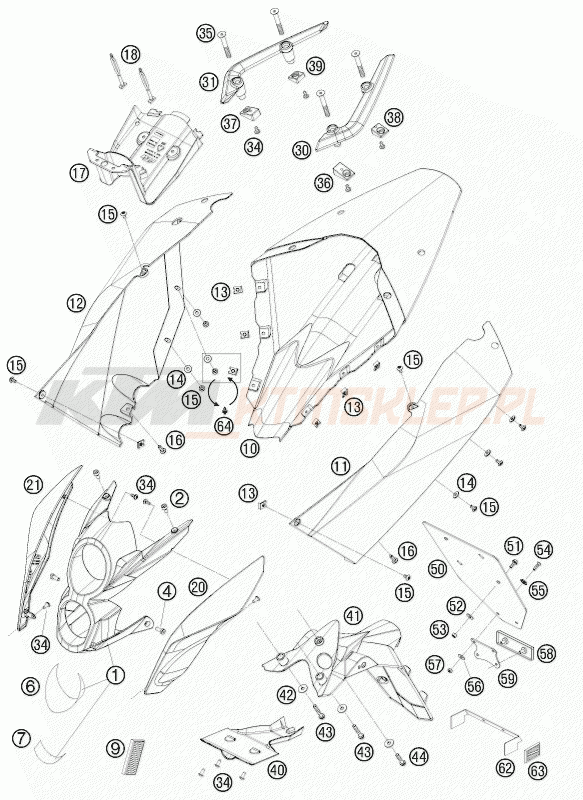 Schemat "czasza, błotniki" do KTM 690 DUKE