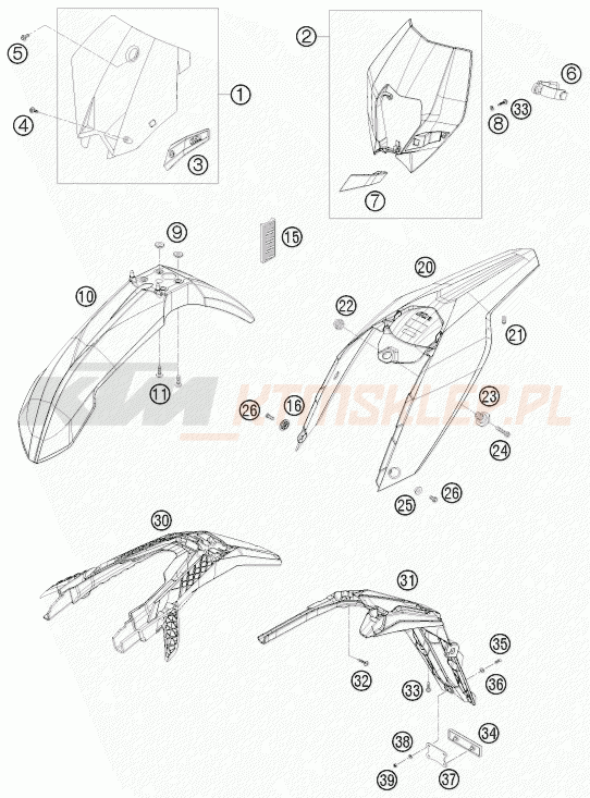 Schemat "czasza, błotniki" do KTM 450 EXC