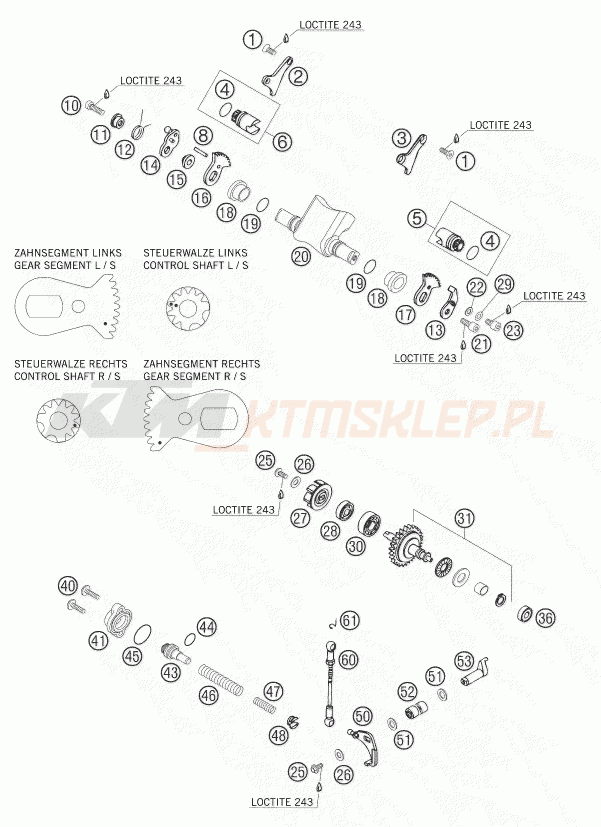 Schemat "zawór wydechowy" do KTM 250 SXS