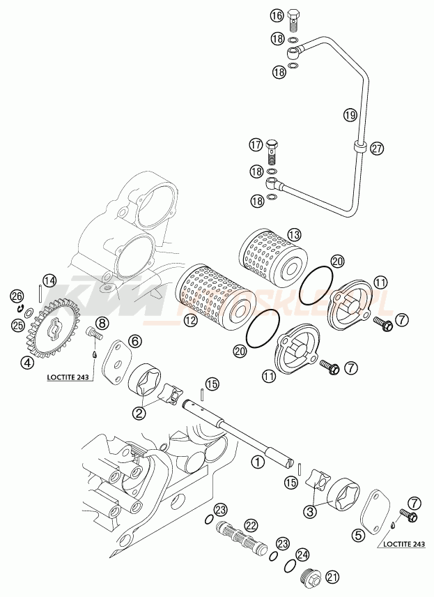 Schemat "smarowanie silnika" do KTM 525 SX RACING