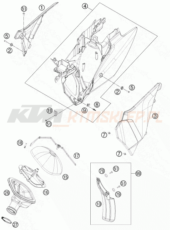 Schemat "filtr powietrza" do KTM 450 SMR