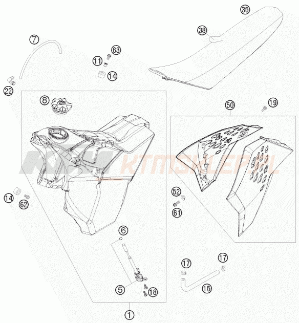 Schemat "TANK, SEAT" do KTM 200 XC-W