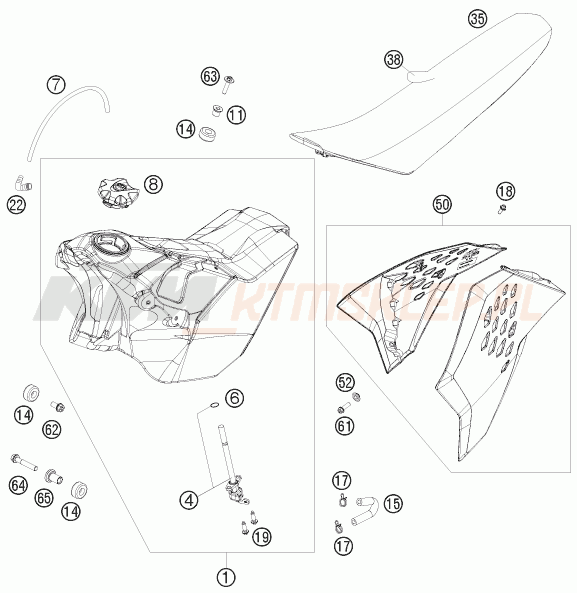 Schemat "TANK, SEAT" do KTM 450 XC-W CHAMPION EDIT.