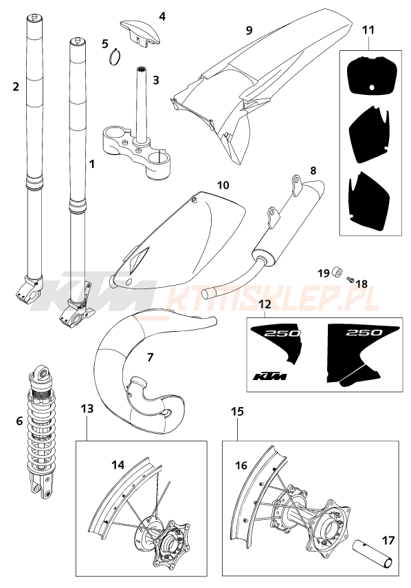 Schemat "NEW PARTS" do KTM 250 SXS