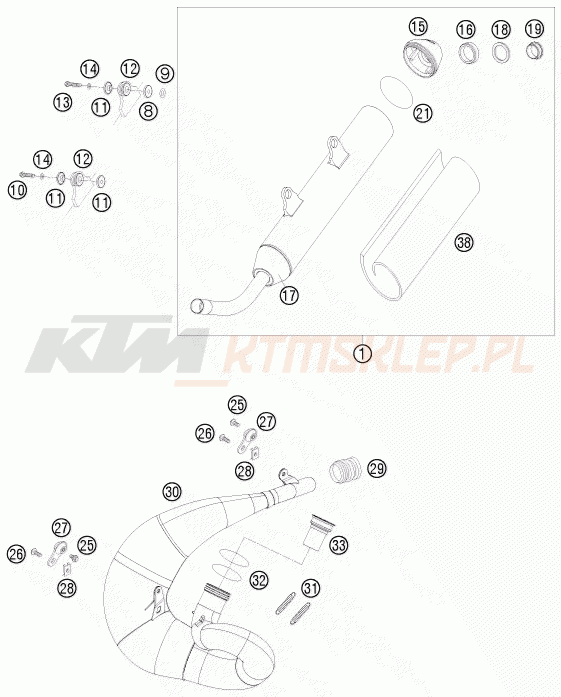 Schemat "układ wydechowy" do KTM 200 EXC