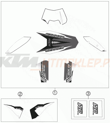 Schemat "naklejki" do KTM 125 EXC SIX-DAYS