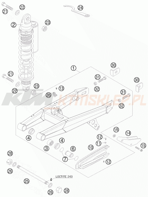 Schemat "amortyzator tył" do KTM 65 XC