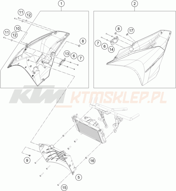 Schemat "SIDE TRIM" do KTM RC 125 WHITE ABS
