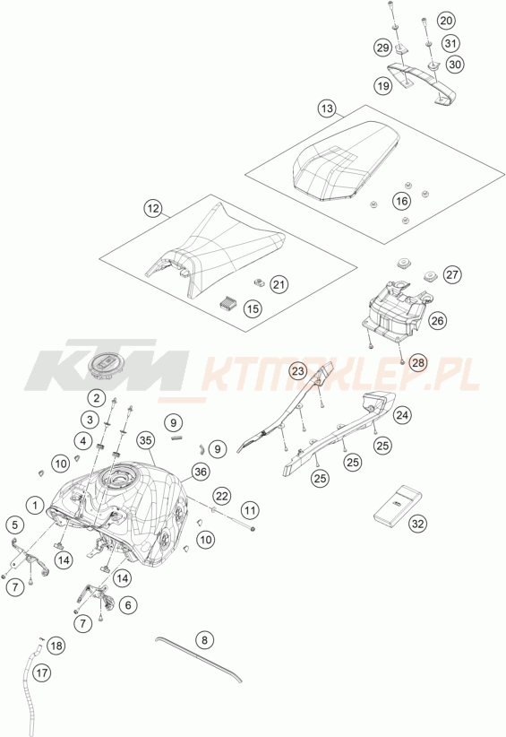 Schemat "TANK, SEAT" do KTM 390 DUKE, blue