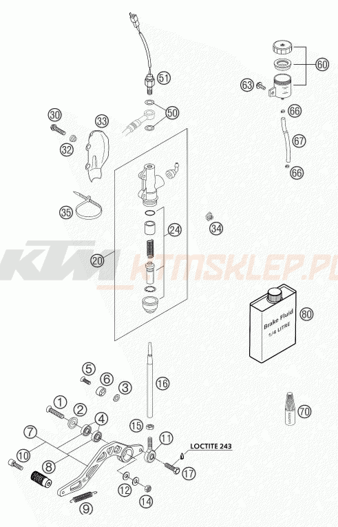 Schemat "tył hamulec - pompa" do KTM 640 DUKE II