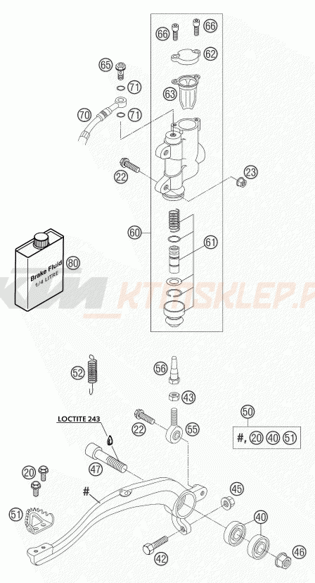 Schemat "tył hamulec - pompa" do KTM 85 SX