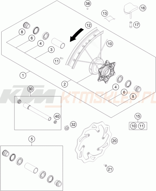 Schemat "koło przód" do KTM 350 SX-F
