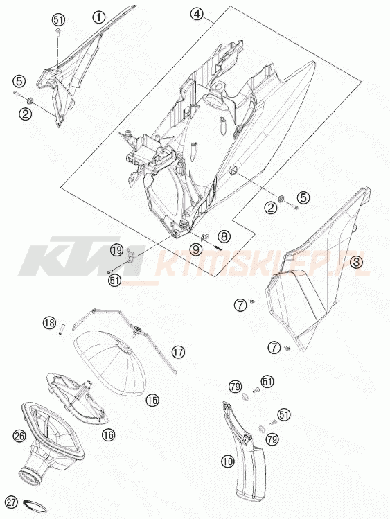 Schemat "filtr powietrza" do KTM 450 SX-F