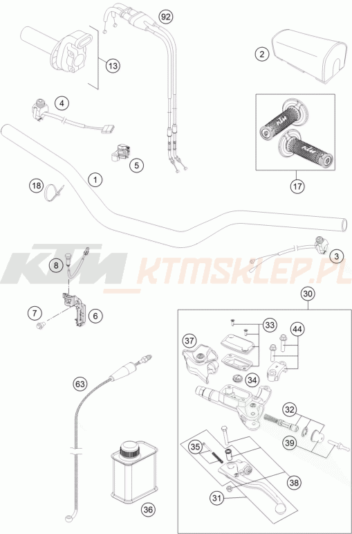 Schemat "kierownica i osprzęt" do KTM 450 SX-F FACTORY EDITION