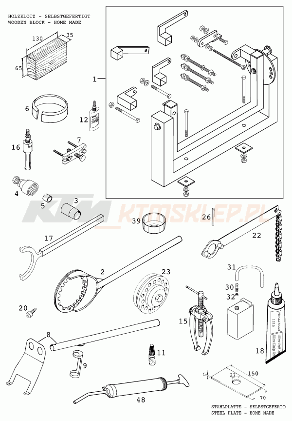 Schemat "Special tools (engine)" do KTM 640 LC 4
