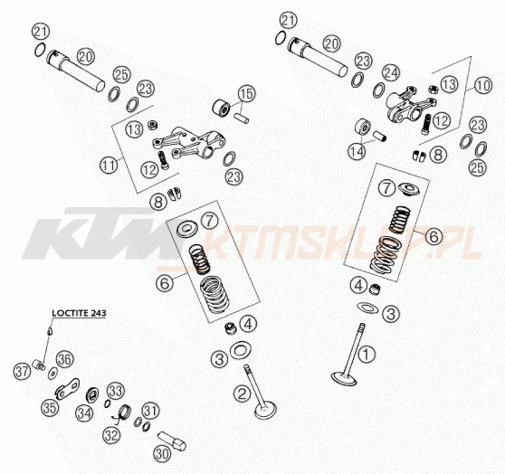 Schemat "zawory / rozrząd" do KTM 660 SM FACTORY REPLICA