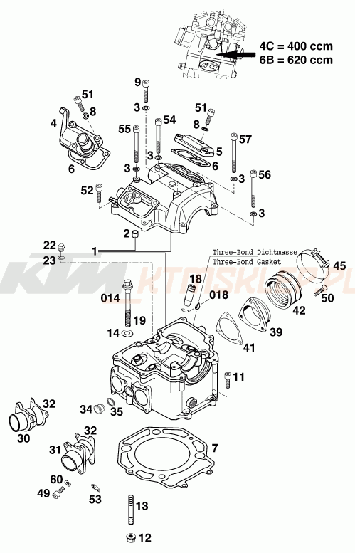 Schemat "głowica" do KTM 620 SC