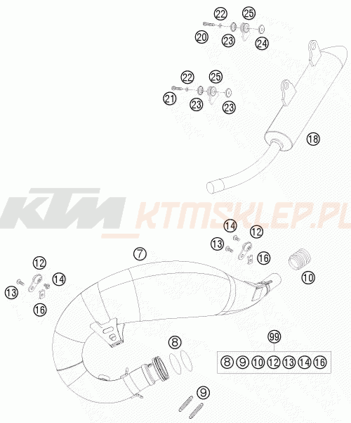 Schemat "układ wydechowy" do KTM 250 EXC SIX-DAYS