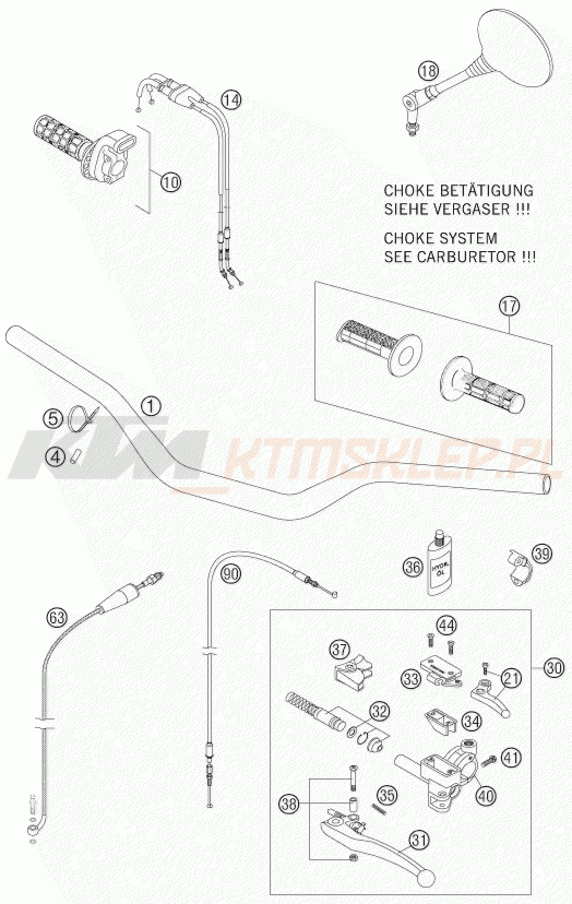 Schemat "kierownica i osprzęt" do KTM 625 SXC
