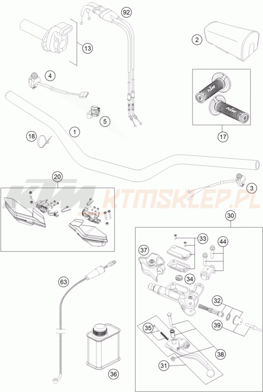 Schemat "kierownica i osprzęt" do KTM 450 SX-F FACTORY EDITION