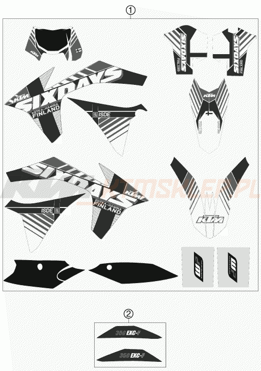 Schemat "naklejki" do KTM 350 EXC-F SIX DAYS