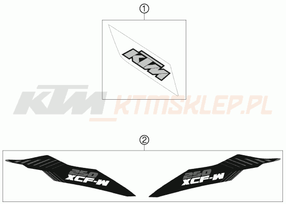 Schemat "naklejki" do KTM 250 XCF-W