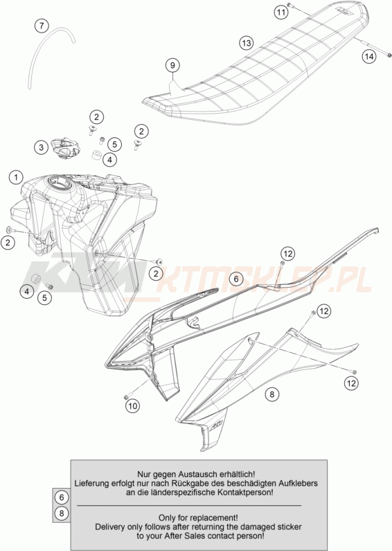 Schemat "TANK, SEAT" do KTM 350 EXC-F FACTORY EDITION