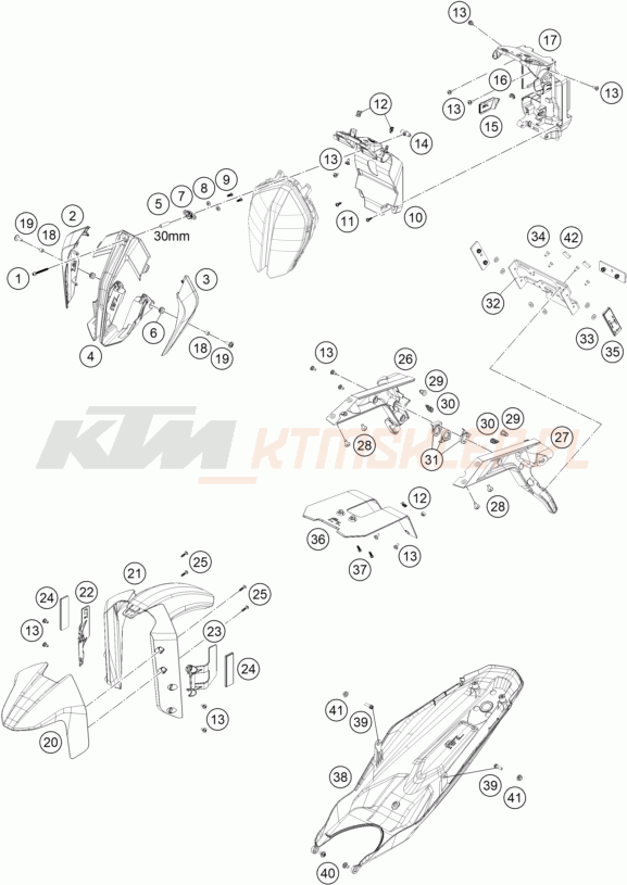 Schemat "czasza, błotniki" do KTM 890 DUKE R