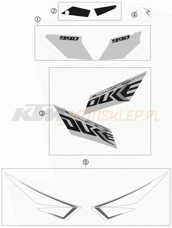 Schemat "naklejki" do KTM 990 SUPER DUKE R