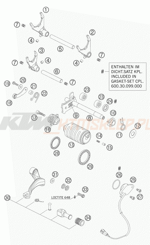 Schemat "skrzynia biegów-automat zmieniający " do KTM 950 ADVENTURE S