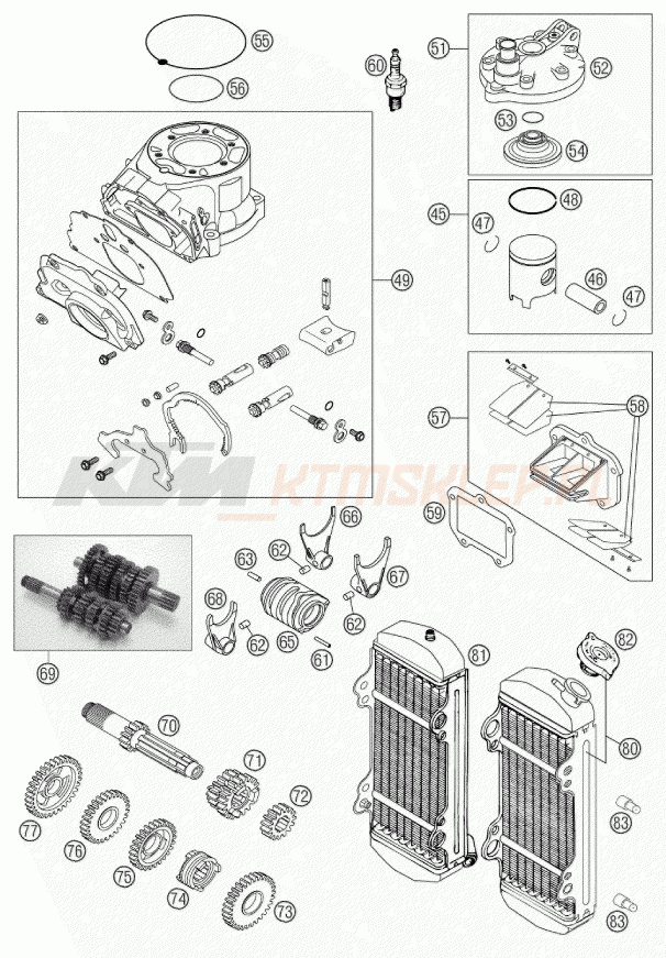 Schemat "NEW PARTS" do KTM 125 SX