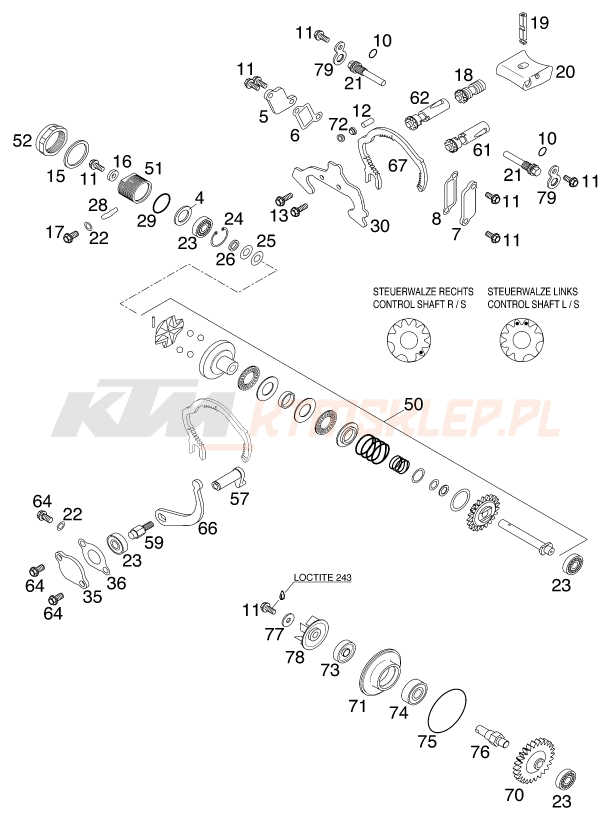 Schemat "zawór wydechowy" do KTM 125 EXC