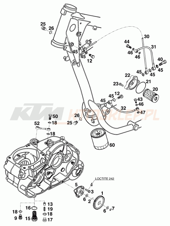 Schemat "smarowanie silnika" do KTM 620 SUP-COMP WP 20KW